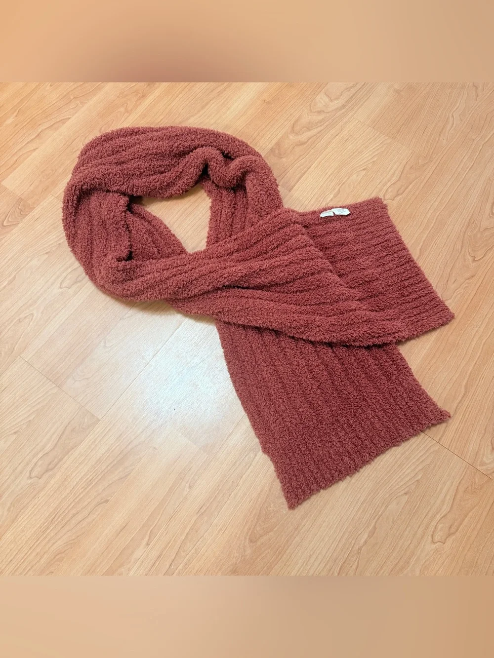 Altar'd State Oversized Plush Knit Scarf in Warm Rust
